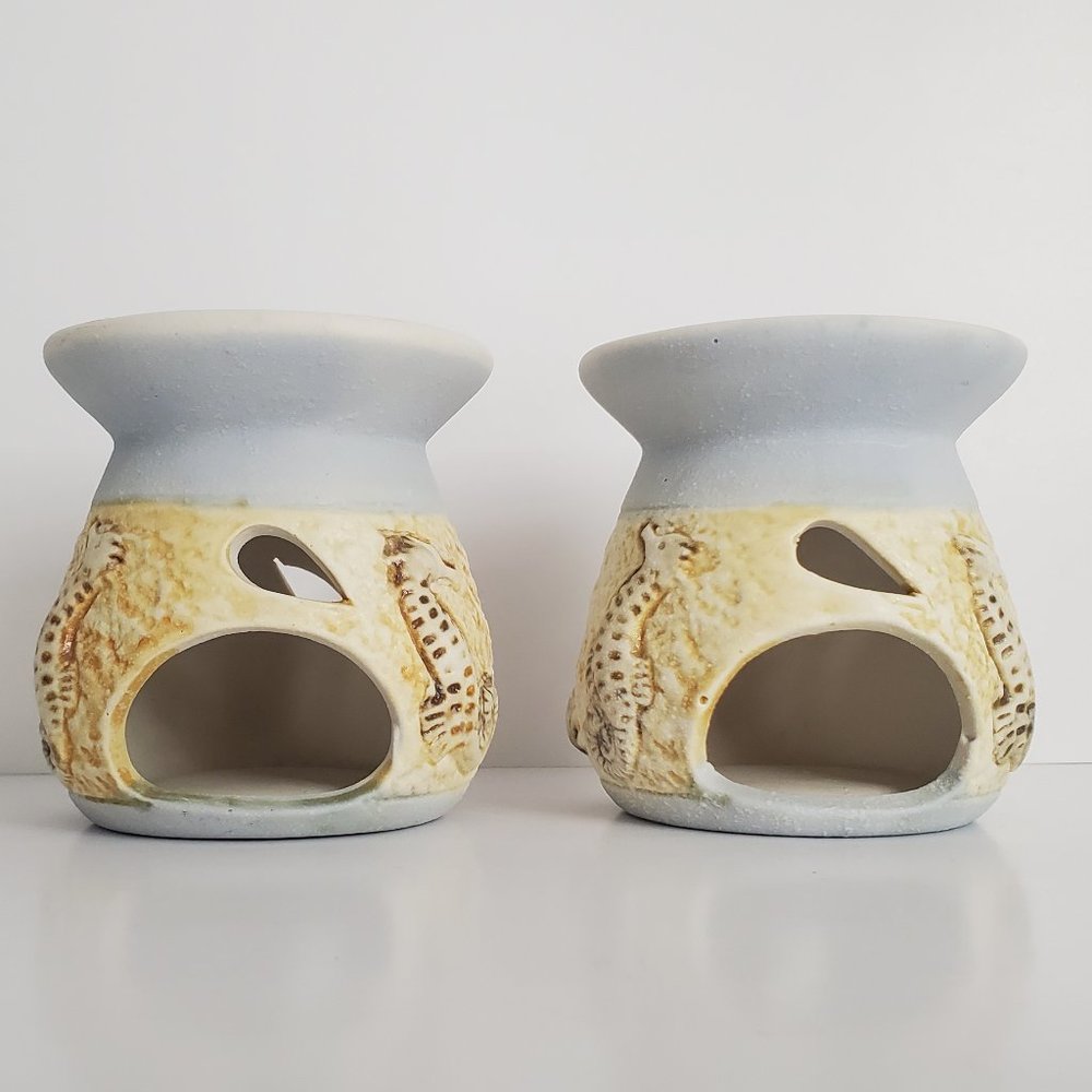 Ceramic Candle Holder Essential Oil Burners Aroma Diffuser Holiday Gift Sea 2pcs